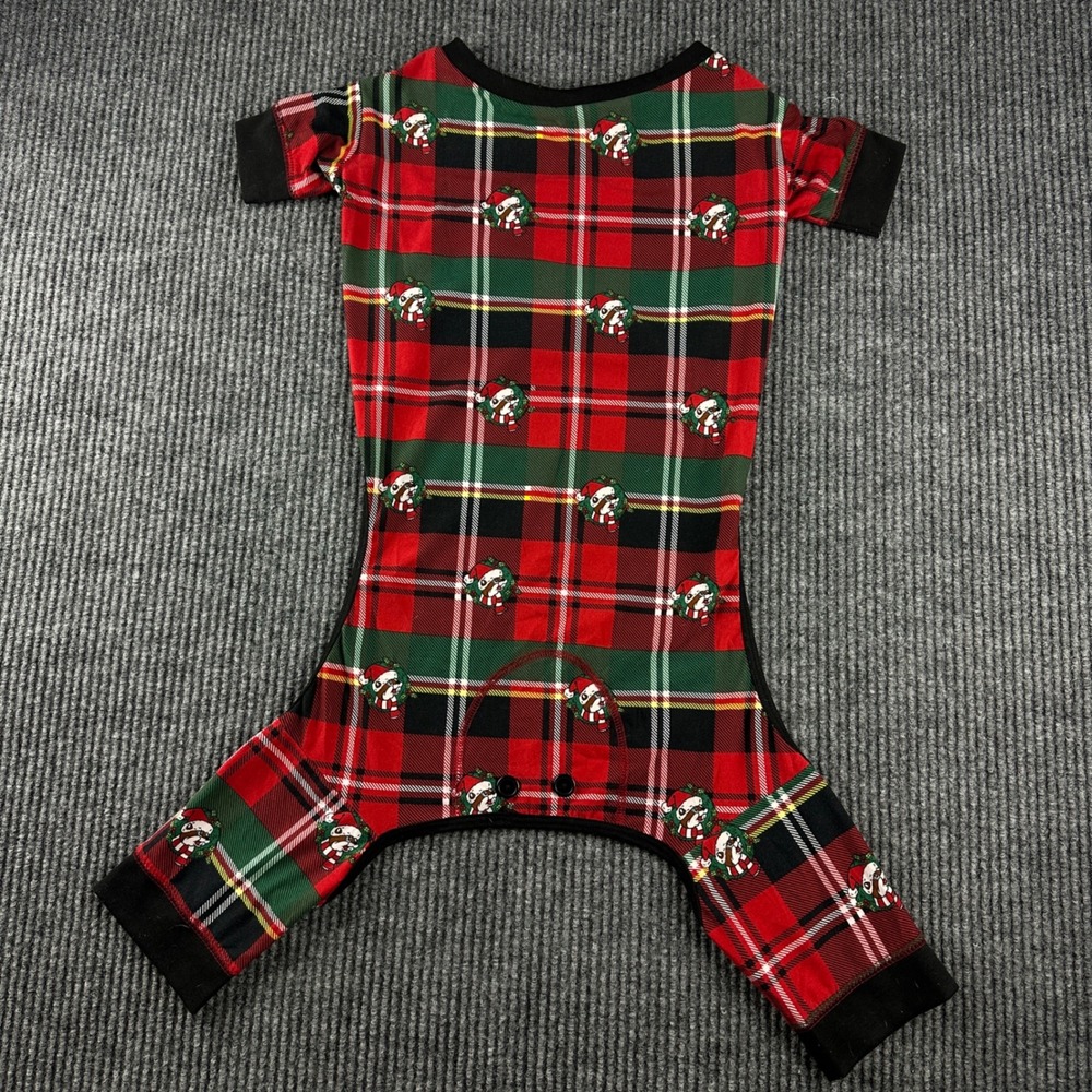 Buc-ee's Christmas Pet Pajamas XL Red Green Plaid Santa Beaver Dog Outfit